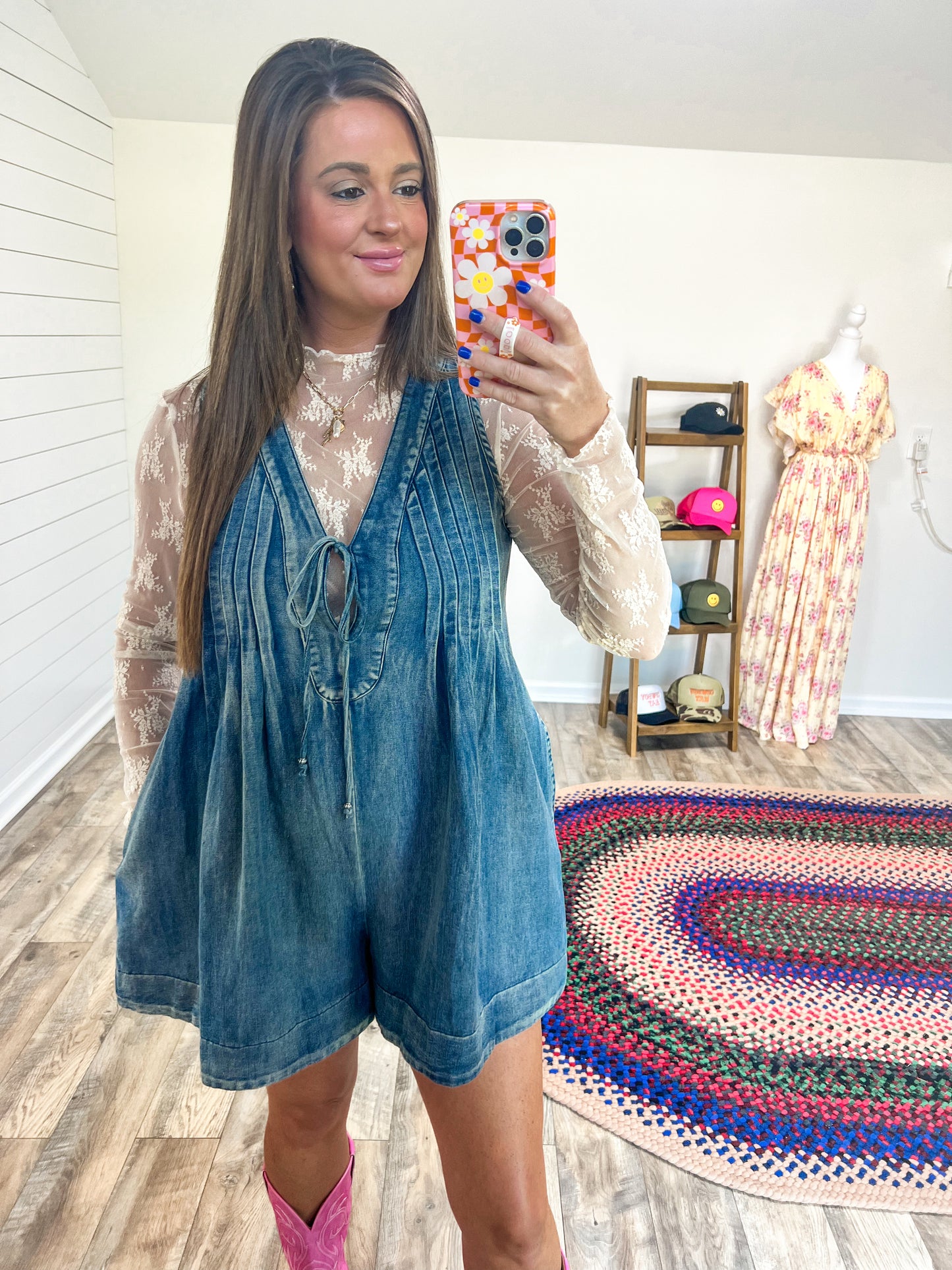 Country denim romper