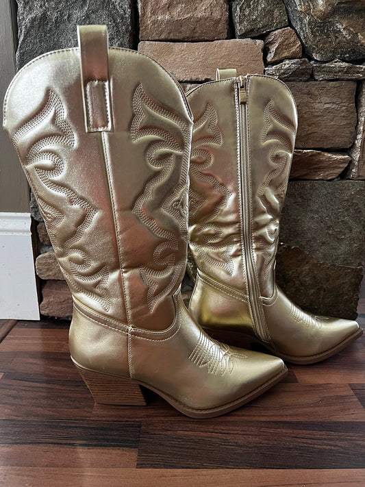 Western shine metallic cowboy boots